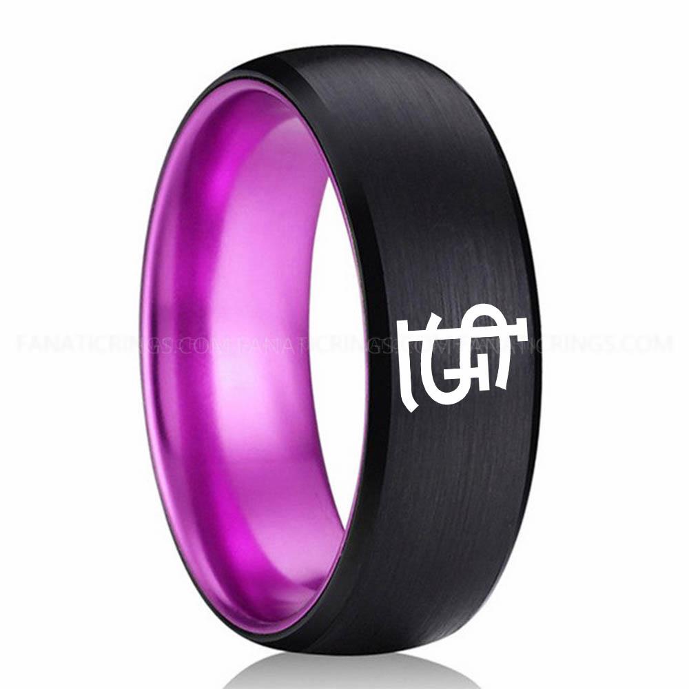 Black Purple Cardinals Cardinals Ring, Black Cardinals Ring, Baseball Wedding Ring, Baseball Ring, Black Wedding Ring, Baseball Wedding Band, Baseball Jewelry - Image 1