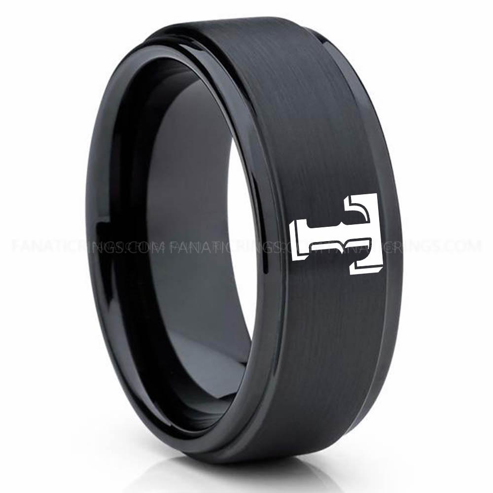 Black Rangers Rangers Ring, Rangers Wedding Ring, Baseball Wedding Ring, Baseball Ring, Black Wedding Ring, Baseball Wedding Band, Baseball Jewelry - Image 1