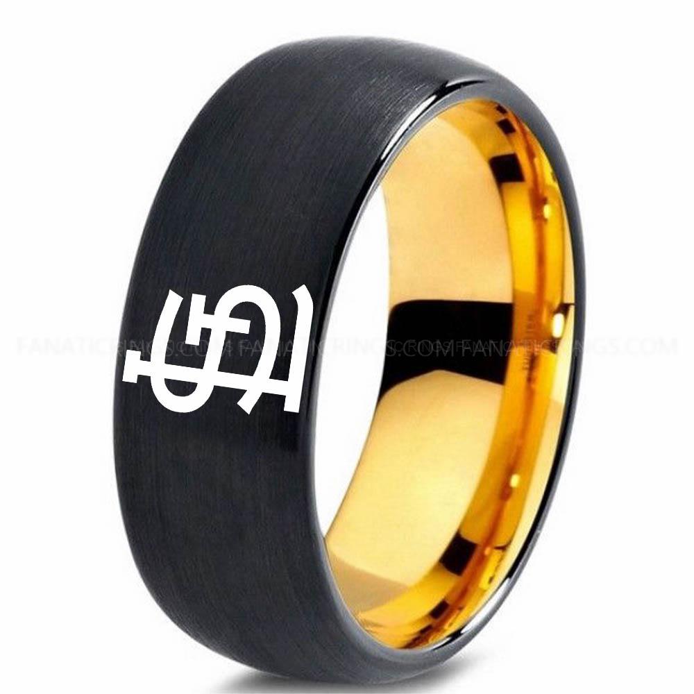 Black Yellow Cardinals Cardinals Ring, Black Cardinals Ring, Baseball Wedding Ring, Baseball Ring, Black Wedding Ring, Baseball Wedding Band, Baseball Jewelry - Image 1