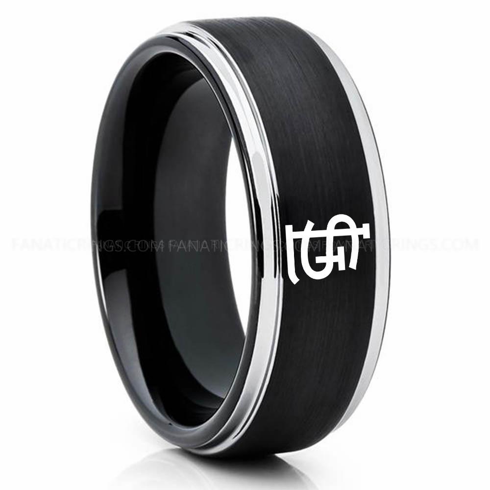 Black silver 2 Cardinals Cardinals Ring, Black Cardinals Ring, Baseball Wedding Ring, Baseball Ring, Black Wedding Ring, Baseball Wedding Band, Baseball Jewelry - Image 1