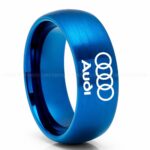 Audi Ring, Blue Audi Ring, Blue Tungsten Ring, Blue Wedding Ring, Tungsten Wedding Band, Blue Tungsten Wedding Ring
