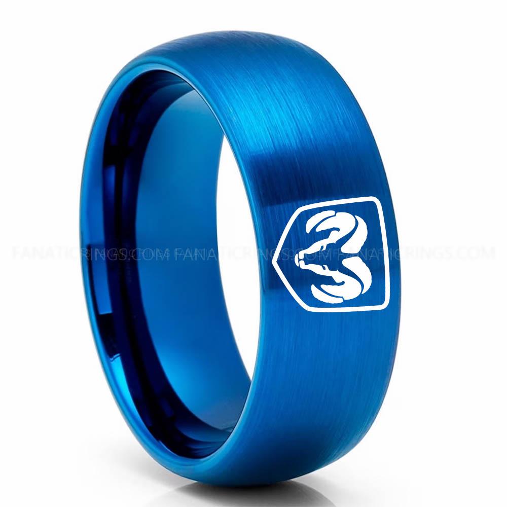 Blue RAM (1) Dodge Ram Ring, Blue Dodge Ram Ring, Blue Tungsten Ring, Truck Ring, Blue Wedding Ring, Tungsten Wedding Band, Blue Tungsten Wedding Ring - Image 1
