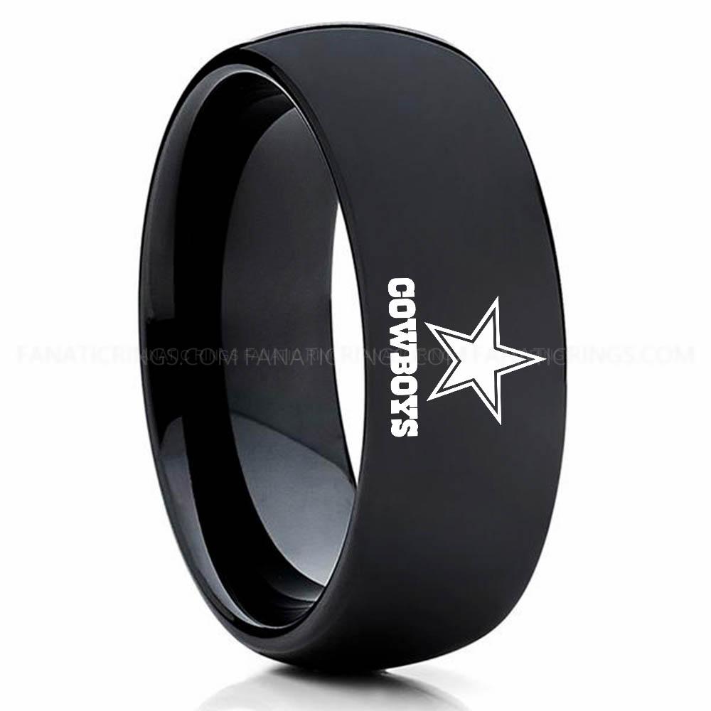 Cowboys (2) Black (1) Cowboys Ring, Cowboys Wedding Band, Cowboys Wedding Ring, Cowboys Jewelry - Image 1