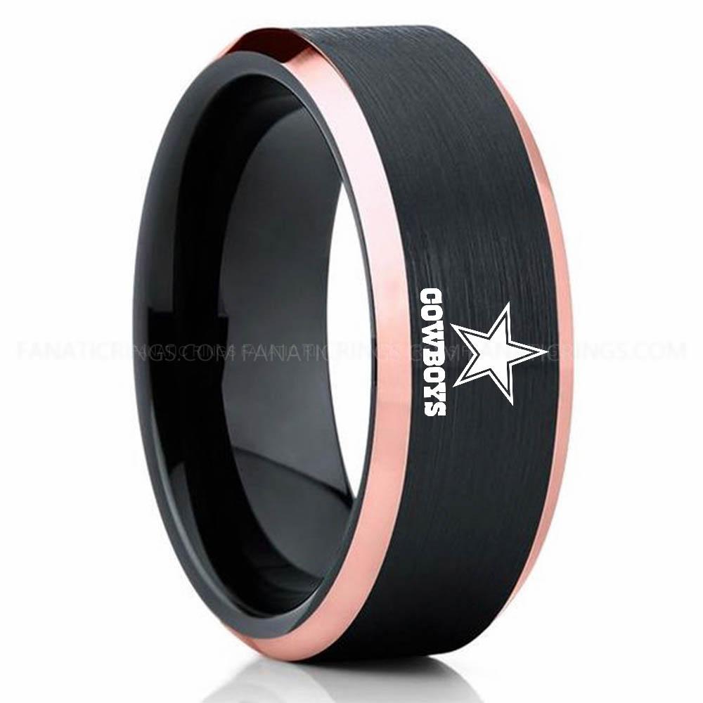 Cowboys (2) Black Pink Cowboys Ring, Cowboys Wedding Band, Cowboys Wedding Ring, Cowboys Jewelry - Image 1