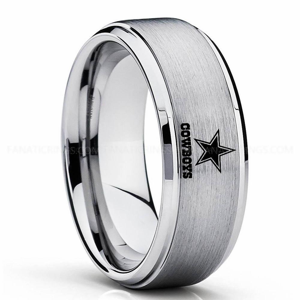 Cowboys (2) Silver (2) Cowboys Ring, Cowboys Wedding Band, Cowboys Wedding Ring, Cowboys Jewelry - Image 1