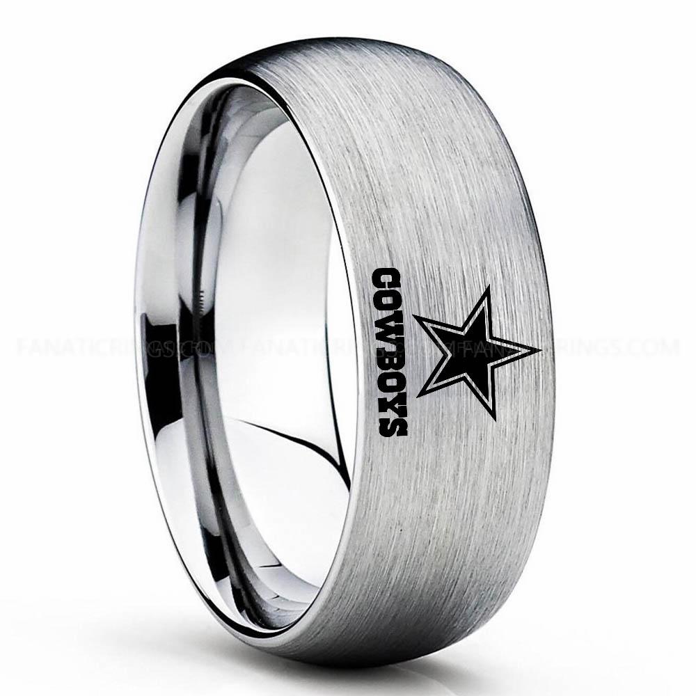 Cowboys (2) Silver (3) Cowboys Ring, Cowboys Wedding Band, Cowboys Wedding Ring, Cowboys Jewelry - Image 1