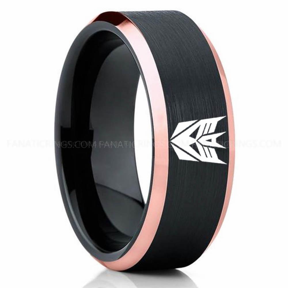 Decepticon Black Pink (1) Decepticon Ring, Transformers Wedding Band, Decepticon Wedding Ring, Transformers Jewelry - Image 1