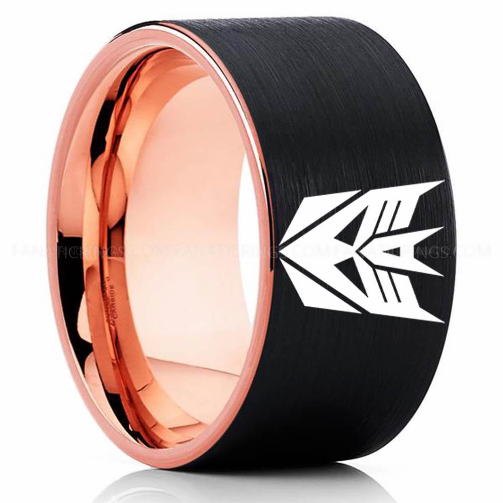Decepticon Black Pink Decepticon Ring, Transformers Wedding Band, Decepticon Wedding Ring, Transformers Jewelry - Image 1