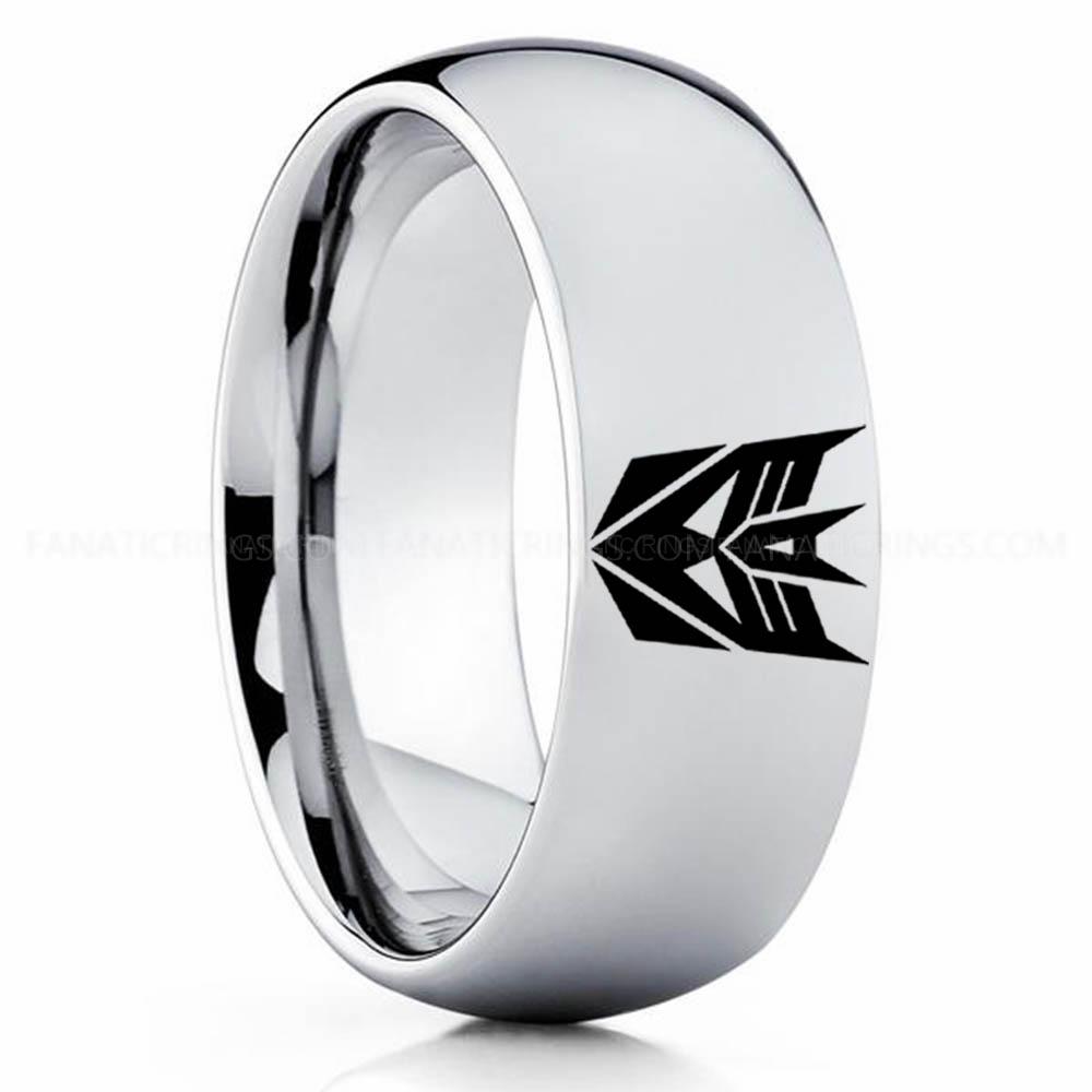 Decepticon Silver (3) Decepticon Ring, Transformers Wedding Band, Decepticon Wedding Ring, Transformers Jewelry - Image 1