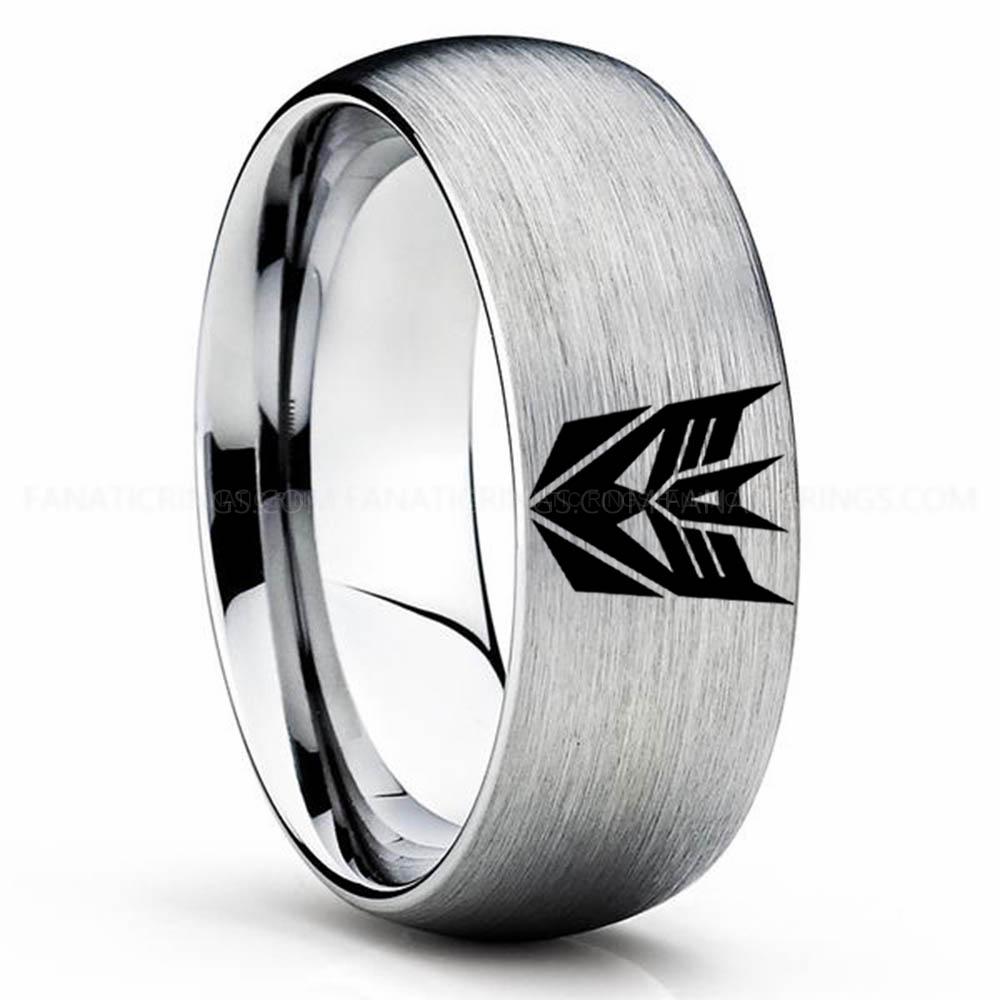 Decepticon Silver (4) Decepticon Ring, Transformers Wedding Band, Decepticon Wedding Ring, Transformers Jewelry - Image 1