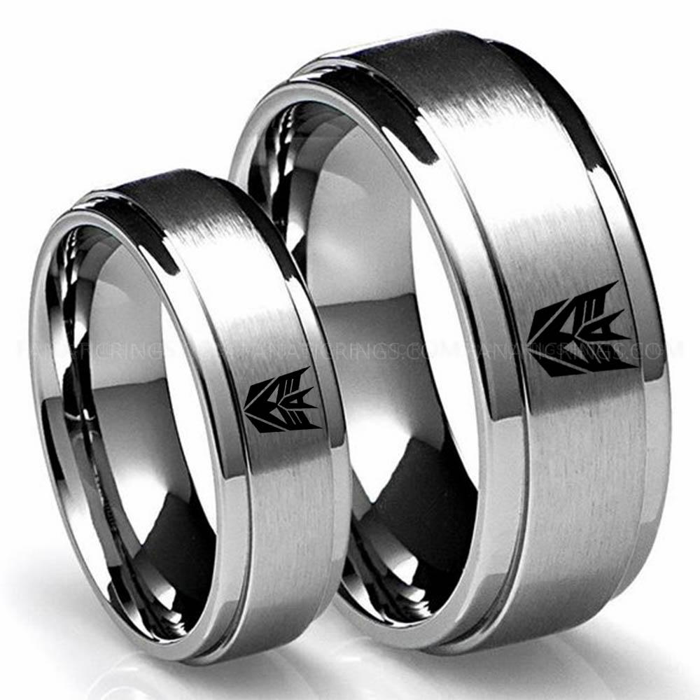 Decepticon Silver Couple Decepticon Ring, Transformers Wedding Band, Decepticon Wedding Ring, Transformers Jewelry - Image 1