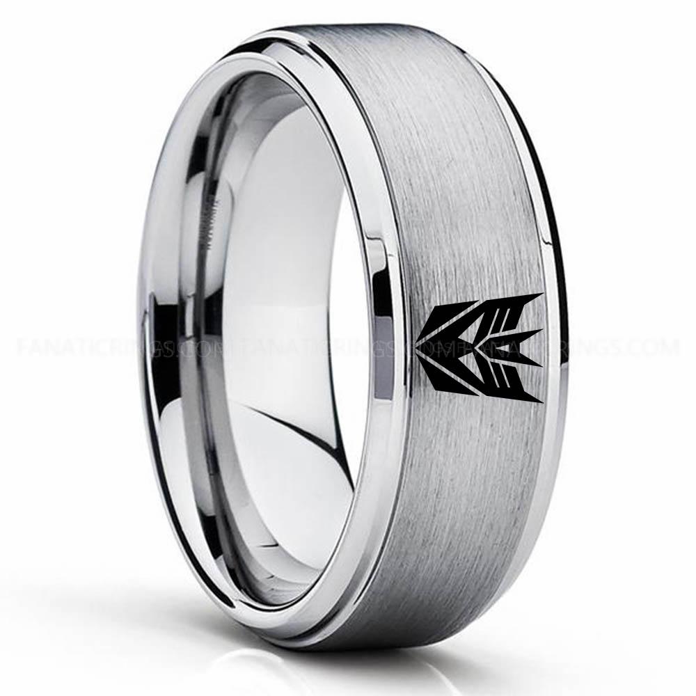 Decepticon Silver Decepticon Ring, Transformers Wedding Band, Decepticon Wedding Ring, Transformers Jewelry - Image 1