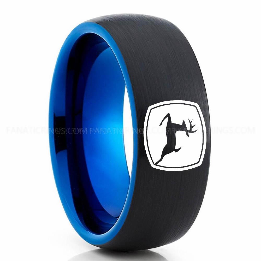 Deere Blue Black John Deere Ring, John Deere Wedding Ring, Deere Wedding Band, Farmer Jewelry - Image 1