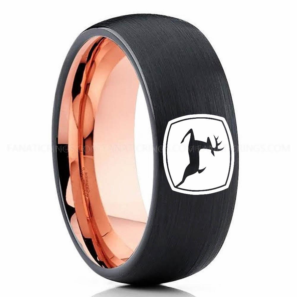 Deere Pink Black John Deere Ring, John Deere Wedding Ring, Deere Wedding Band, Farmer Jewelry - Image 1