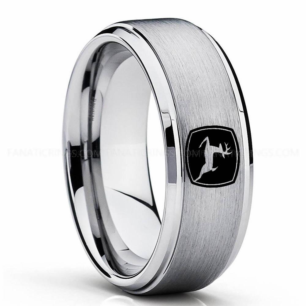 Deere Silver (2) John Deere Ring, John Deere Wedding Ring, Deere Wedding Band, Farmer Jewelry - Image 1