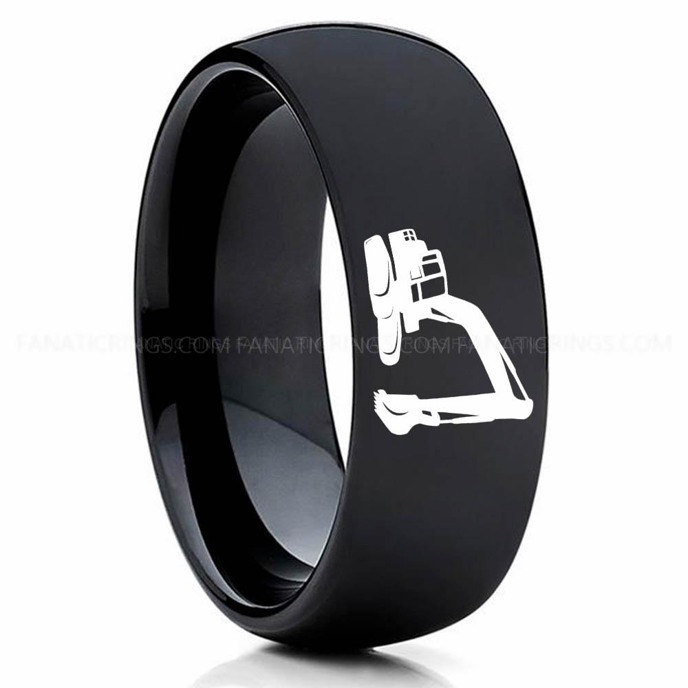 Excavator Black (1) Backhoe Ring, Excavator Ring, Tractor Ring, Construction Machinery Ring, Backhoe Jewelry, Excavation Machinery Ring, Bulldozer Ring, Black Tungsten Wedding Ring, Black Tungsten Ring - Image 1