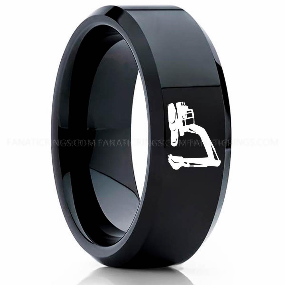 Excavator Black (2) Backhoe Ring, Excavator Ring, Tractor Ring, Construction Machinery Ring, Backhoe Jewelry, Excavation Machinery Ring, Bulldozer Ring - Image 1