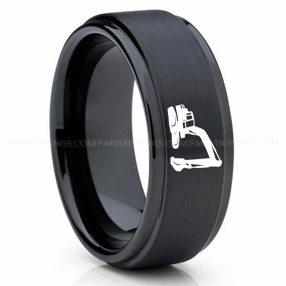 Excavator Black (3) Backhoe Ring, Excavator Ring, Tractor Ring, Construction Machinery Ring, Backhoe Jewelry, Excavation Machinery Ring, Bulldozer Ring - Image 1