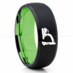 Backhoe Ring, Excavator Ring, Tractor Ring, Construction Machinery Ring, Backhoe Jewelry, Excavation Machinery Ring, Bulldozer Ring, Black Tungsten Wedding Ring, Black Tungsten Ring