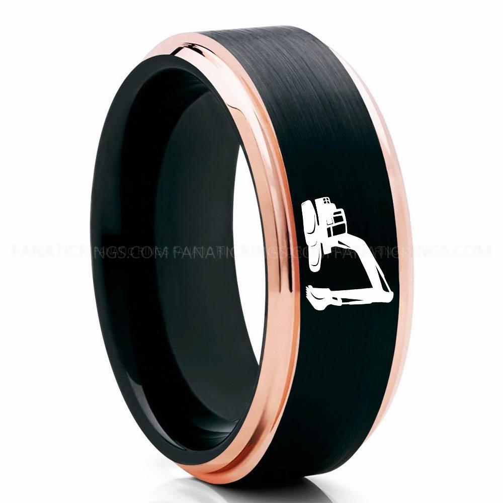 Excavator Black Pink Backhoe Ring, Excavator Ring, Tractor Ring, Construction Machinery Ring, Backhoe Jewelry, Excavation Machinery Ring, Bulldozer Ring - Image 1