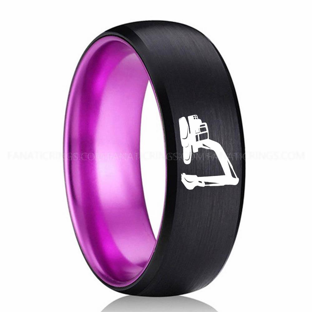 Excavator Purple Black Backhoe Ring, Excavator Ring, Tractor Ring, Construction Machinery Ring, Backhoe Jewelry, Excavation Machinery Ring, Bulldozer Ring - Image 1