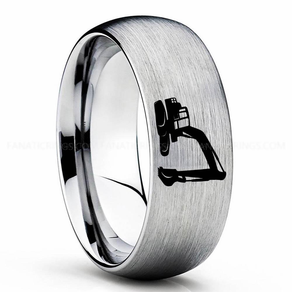 Excavator Silver (3) Backhoe Ring, Excavator Ring, Tractor Ring, Construction Machinery Ring, Backhoe Jewelry, Excavation Machinery Ring, Bulldozer Ring - Image 1