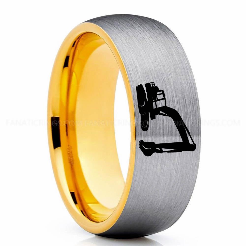 Excavator Silver Gold Backhoe Ring, Excavator Ring, Tractor Ring, Construction Machinery Ring, Backhoe Jewelry, Excavation Machinery Ring, Bulldozer Ring - Image 1