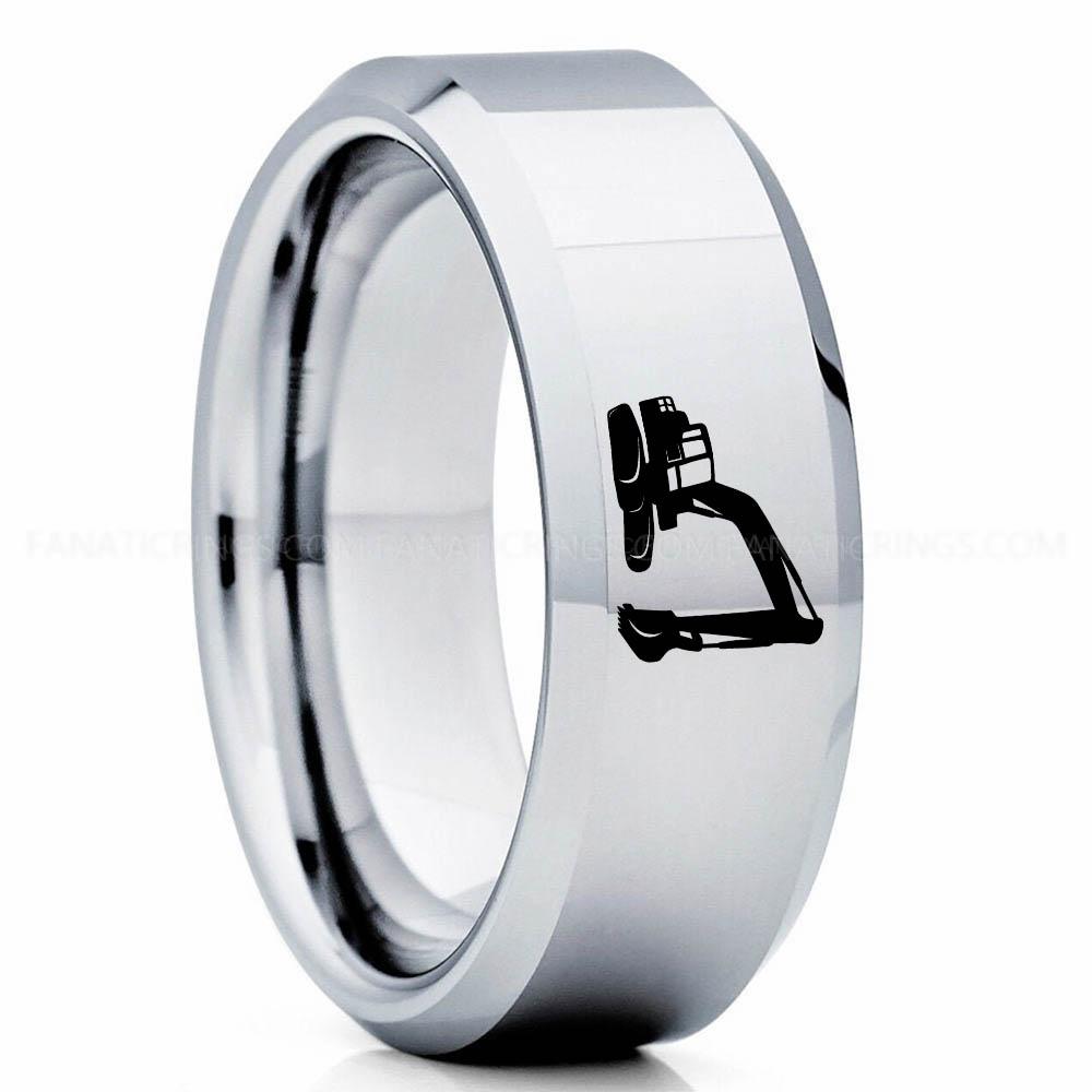 Excavator Silver Backhoe Ring, Excavator Ring, Tractor Ring, Construction Machinery Ring, Backhoe Jewelry, Excavation Machinery Ring, Bulldozer Ring - Image 1