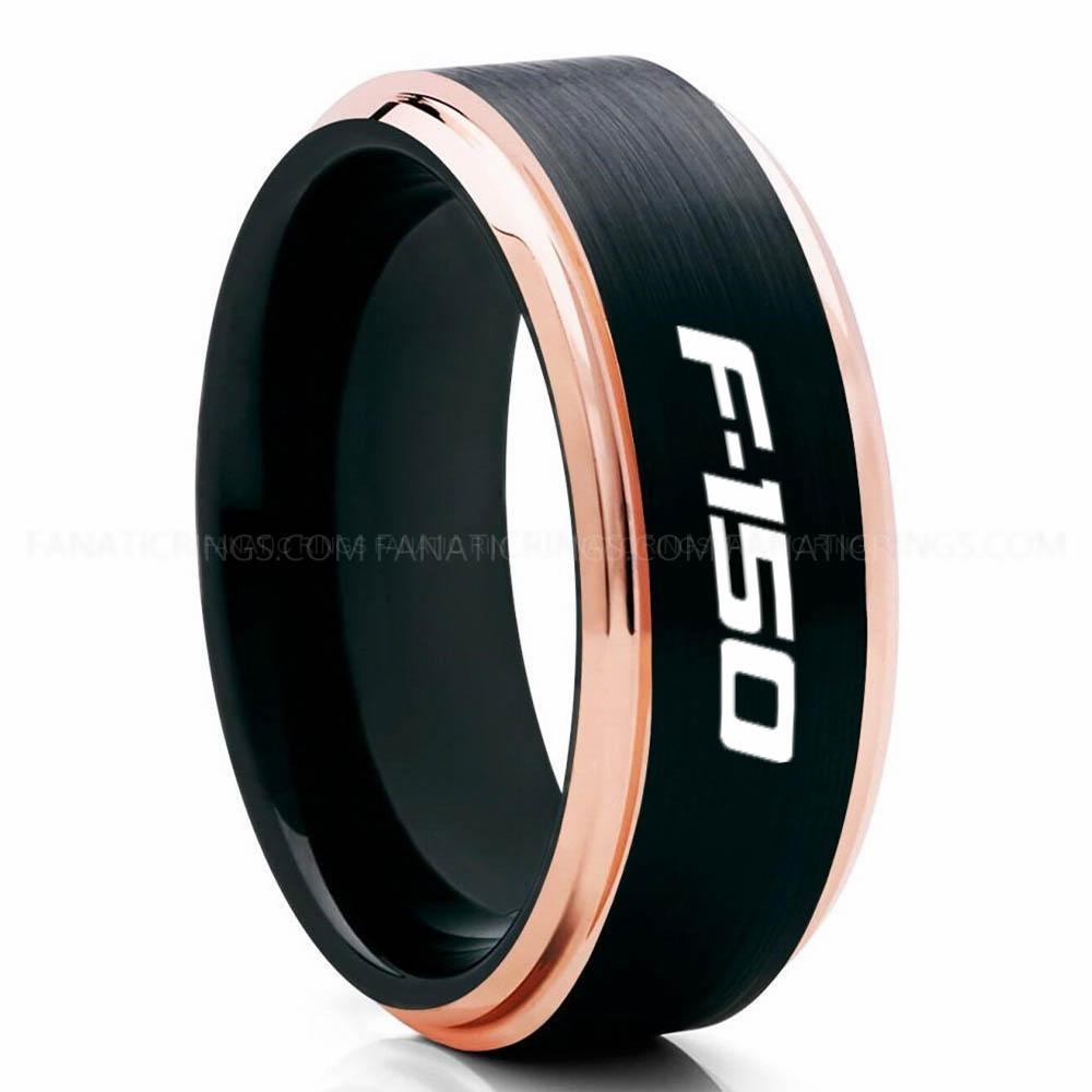 F-150 Black Pink (2) Ford F150 Ring, Black Ford Ring, Black Tungsten Ring, Pickup Truck Ring, Black Wedding Ring, Ford Jewelry - Image 1