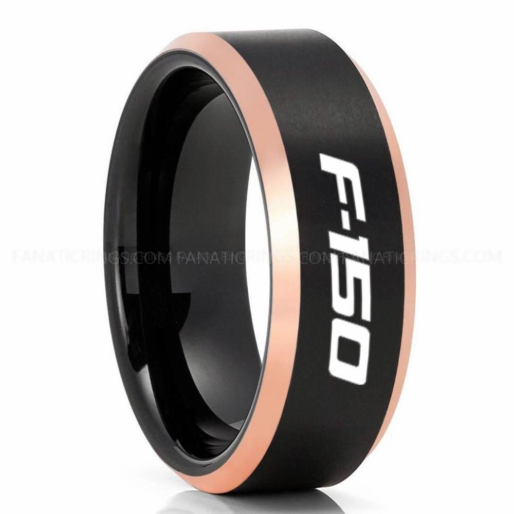 F-150 Black Rose Gold Ford F150 Ring, Black Ford Ring, Black Tungsten Ring, Pickup Truck Ring, Black Wedding Ring, Ford Jewelry - Image 1