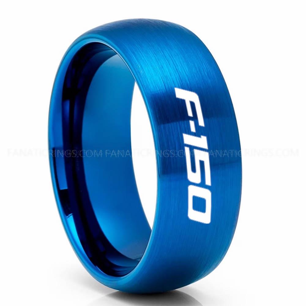 F-150 Blue Ford F150 Ring, Blue Ford Ring, Blue Tungsten Ring, Pickup Truck Ring, Blue Wedding Ring, Ford Jewelry - Image 1