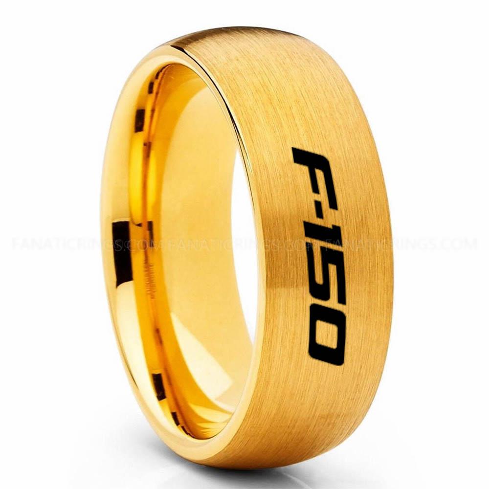 F-150 Gold Ford F150 Ring, Gold Ford Ring, Gold Tungsten Ring, Pickup Truck Ring, Yellow Gold Wedding Ring, Ford Jewelry - Image 1
