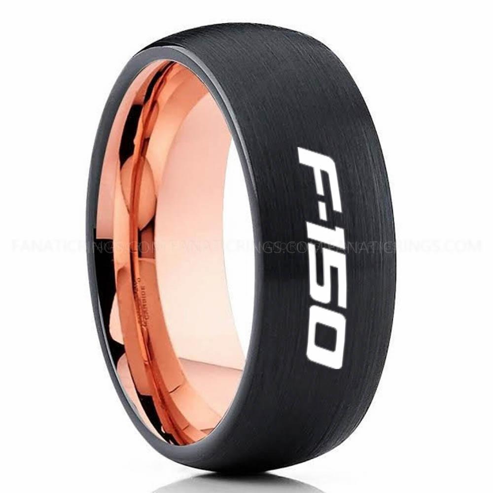 F-150 Pink Black Ford F150 Ring, Black Ford Ring, Black Tungsten Ring, Pickup Truck Ring, Black Wedding Ring, Ford Jewelry - Image 1