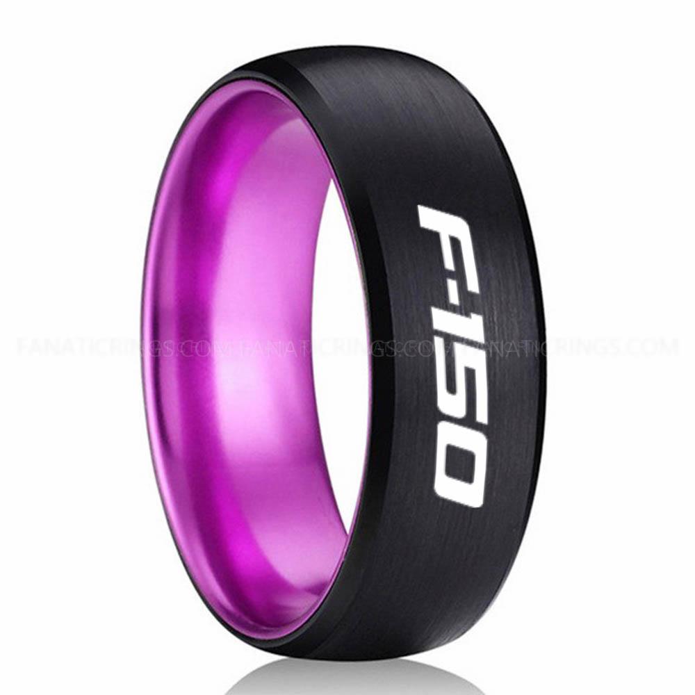 F-150 Purple Black Ford F150 Ring, Black Ford Ring, Black Tungsten Ring, Pickup Truck Ring, Black Wedding Ring, Ford Jewelry - Image 1