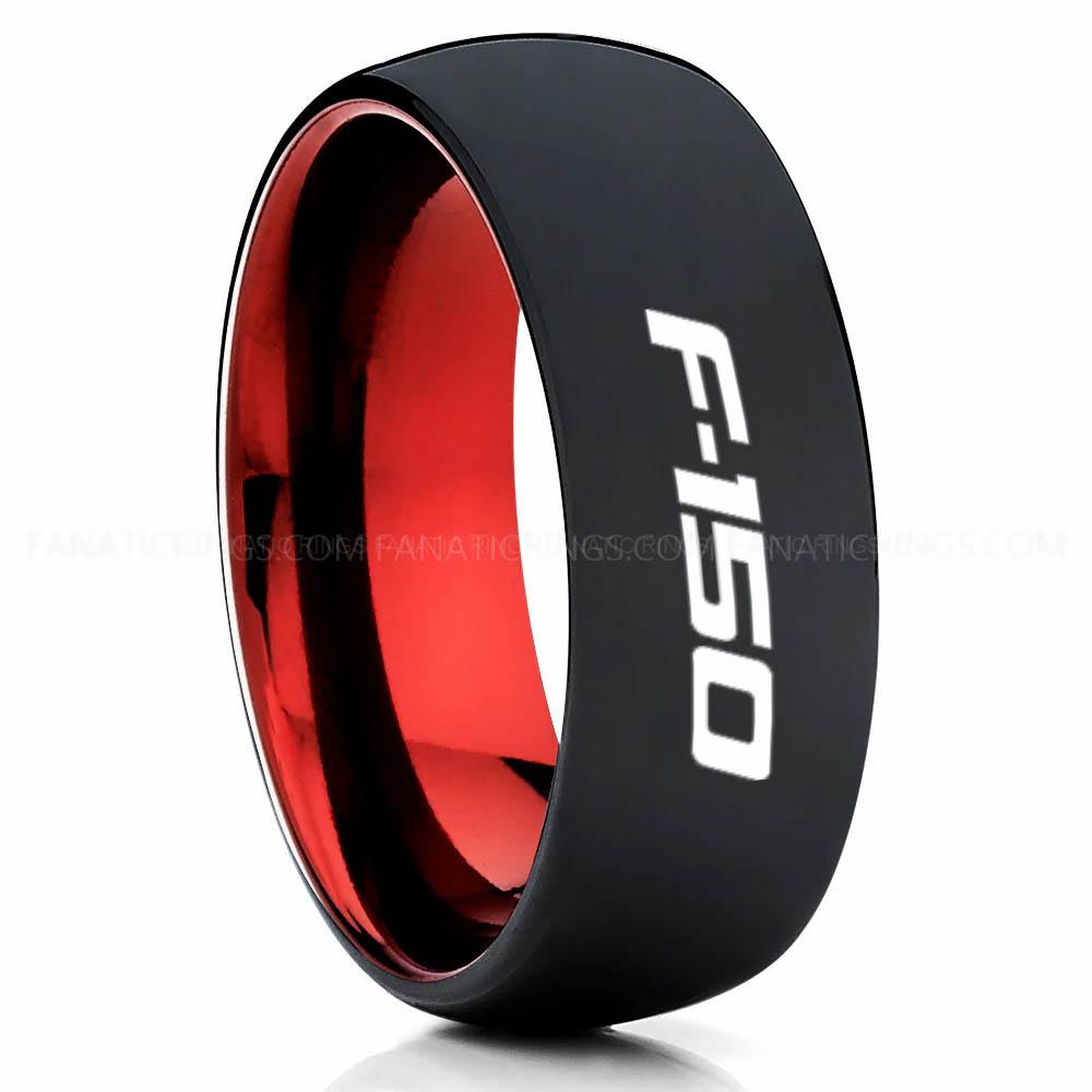 F-150 Red Black Ford F150 Ring, Black Ford Ring, Black Tungsten Ring, Pickup Truck Ring, Black Wedding Ring, Ford Jewelry - Image 1