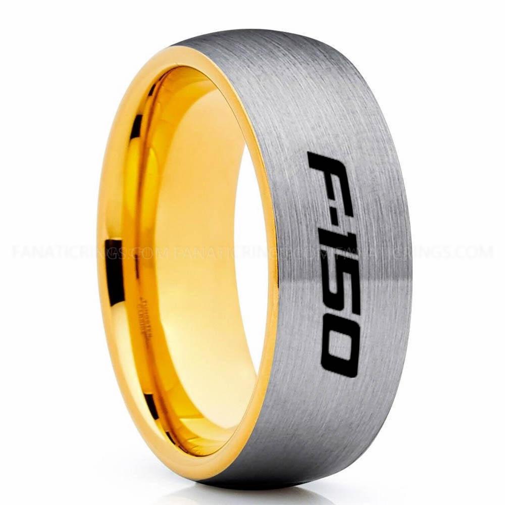 F-150 Silver Gold Ford F150 Ring, Silver Ford Ring, Silver Tungsten Ring, Pickup Truck Ring, Silver Wedding Ring, Ford Jewelry - Image 1