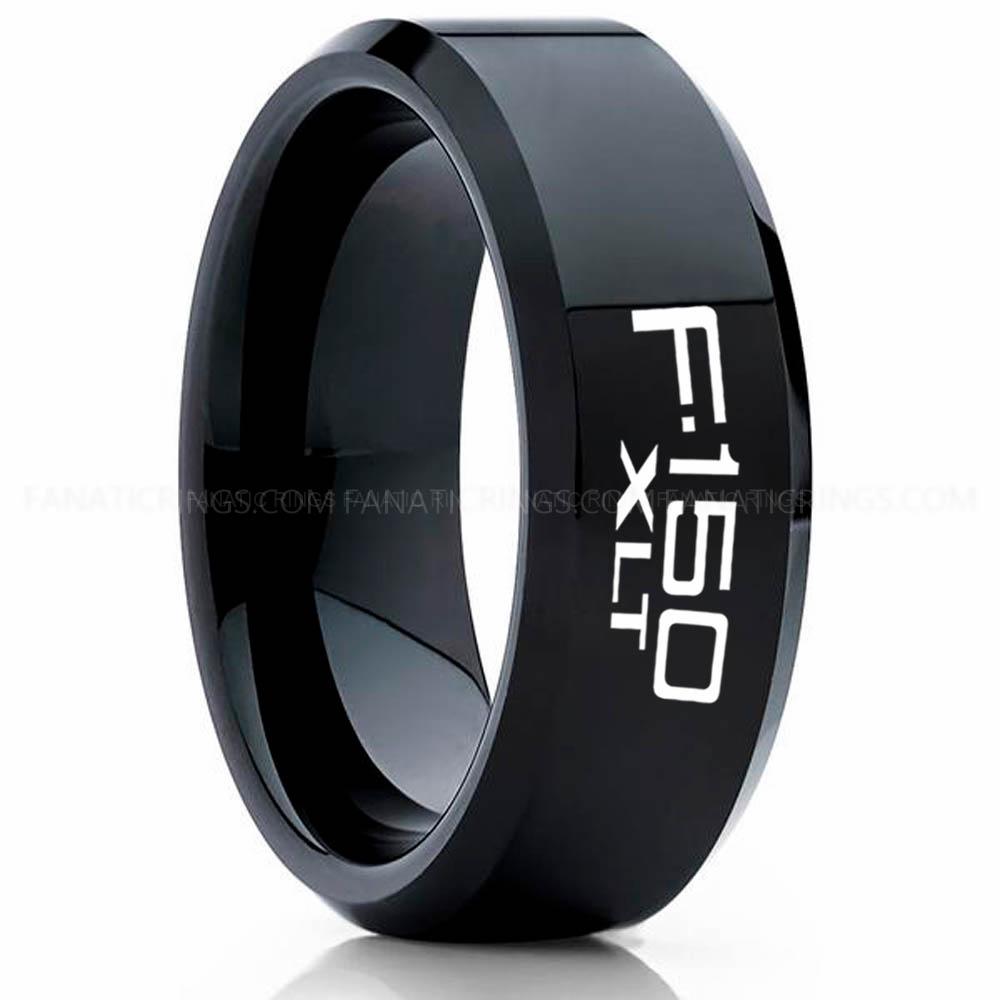 F-150 XLT Black (2) Ford F150 Ring, Black Ford Ring, Black Tungsten Ring, Pickup Truck Ring, Black Wedding Ring, Ford Jewelry - Image 1