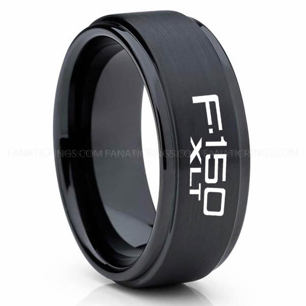 F-150 XLT Black (3) Ford F150 Ring, Black Ford Ring, Black Tungsten Ring, Pickup Truck Ring, Black Wedding Ring, Ford Jewelry - Image 1