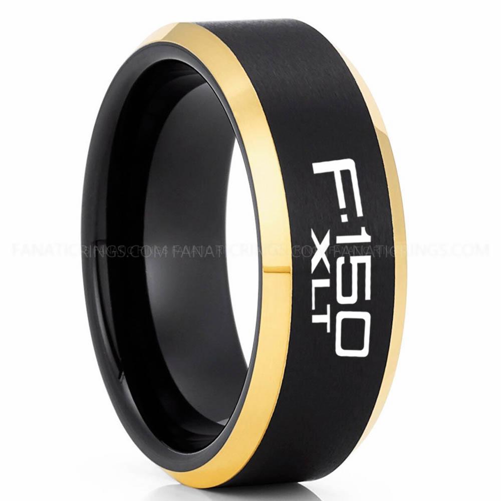 F-150 XLT Black Gold Ford F150 Ring, Black Ford Ring, Black Tungsten Ring, Pickup Truck Ring, Black Wedding Ring, Ford Jewelry - Image 1