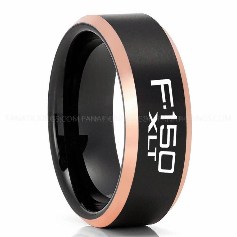F-150 XLT Black Rose Gold Ford F150 Ring, Black Ford Ring, Black Tungsten Ring, Pickup Truck Ring, Black Wedding Ring, Ford Jewelry - Image 1