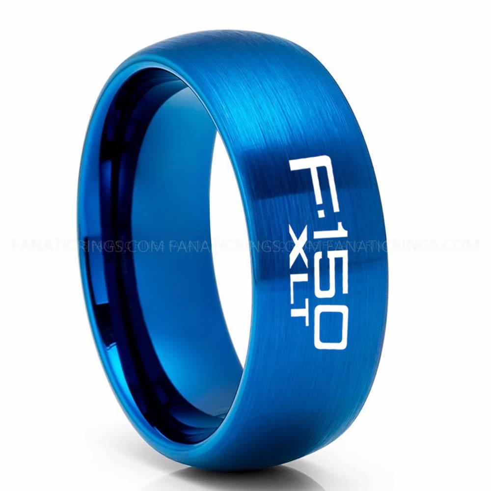 F-150 XLT Blue Ford F150 Ring, Blue Ford Ring, Blue Tungsten Ring, Pickup Truck Ring, Blue Wedding Ring, Ford Jewelry - Image 1
