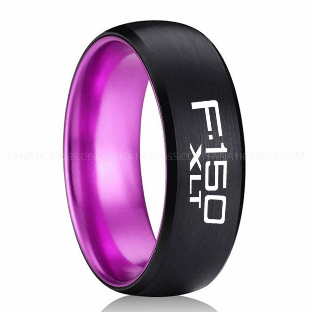 F-150 XLT Purple Black Ford F150 Ring, Black Ford Ring, Black Tungsten Ring, Pickup Truck Ring, Black Wedding Ring, Ford Jewelry - Image 1