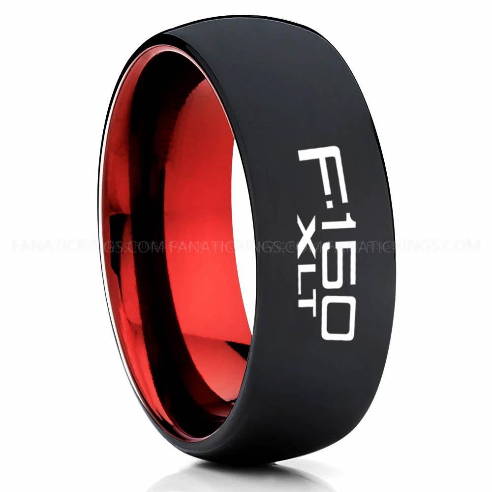 F-150 XLT Red Black Ford F150 Ring, Black Ford Ring, Black Tungsten Ring, Pickup Truck Ring, Black Wedding Ring, Ford Jewelry - Image 1