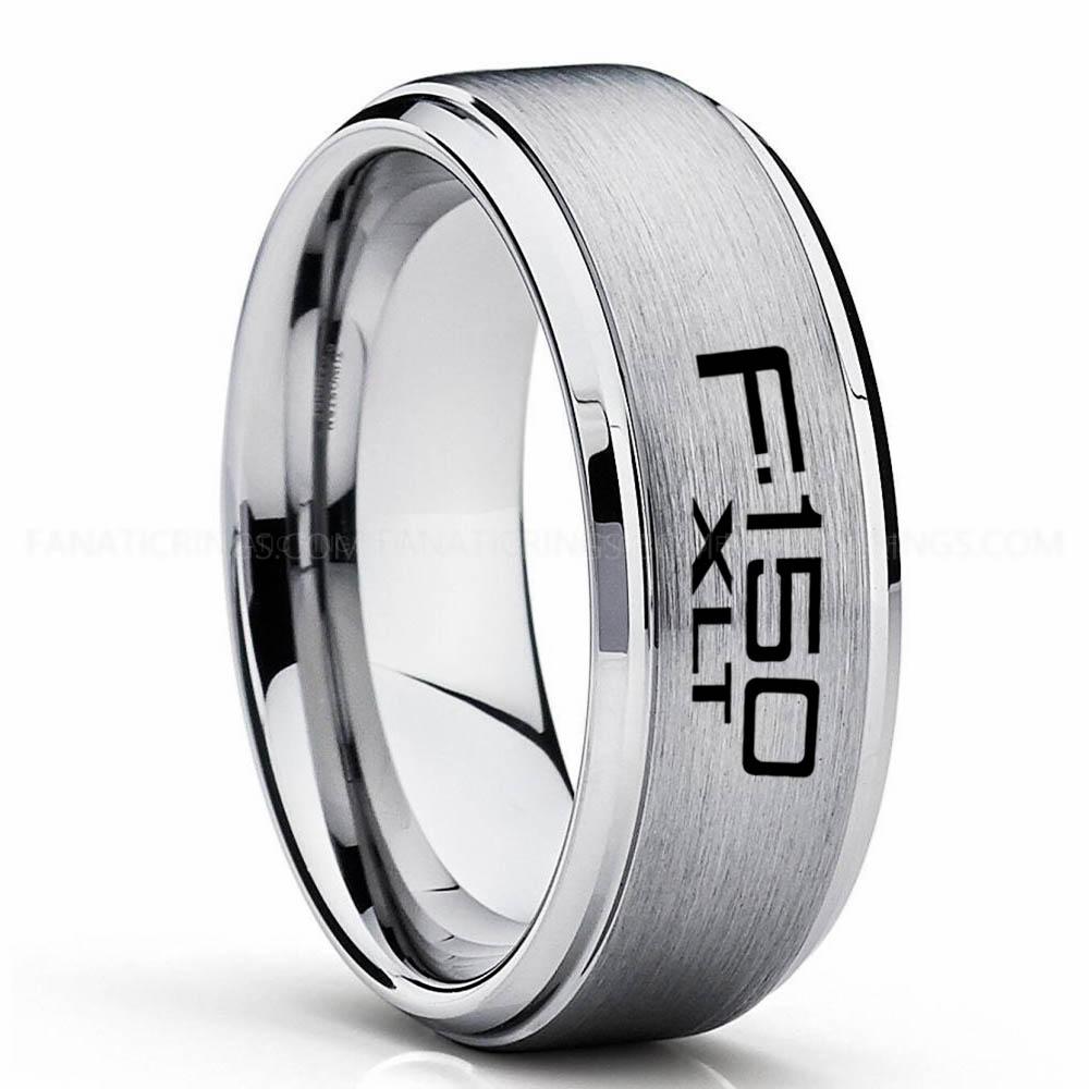 F-150 XLT Silver (2) Ford F150 Ring, Silver Ford Ring, Silver Tungsten Ring, Pickup Truck Ring, Silver Wedding Ring, Ford Jewelry - Image 1