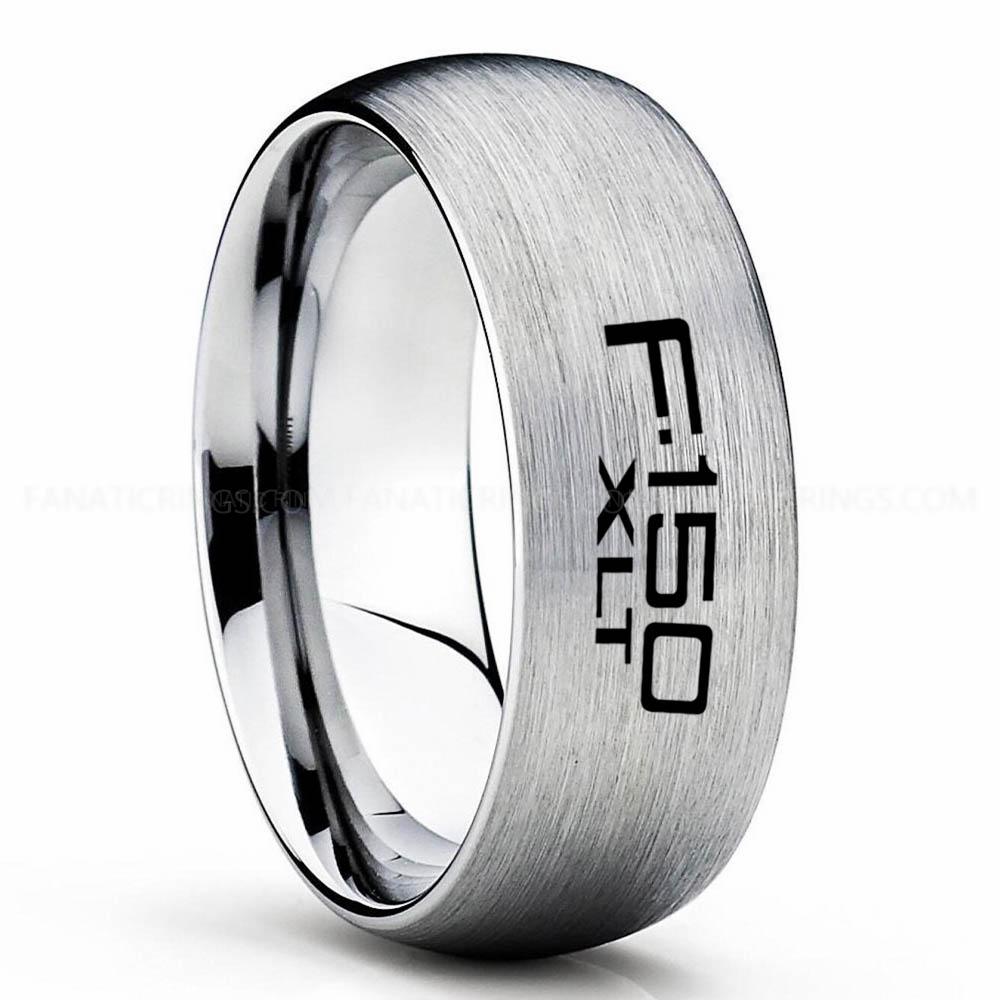 F-150 XLT Silver (3) Ford F150 Ring, Silver Ford Ring, Silver Tungsten Ring, Pickup Truck Ring, Silver Wedding Ring, Ford Jewelry - Image 1
