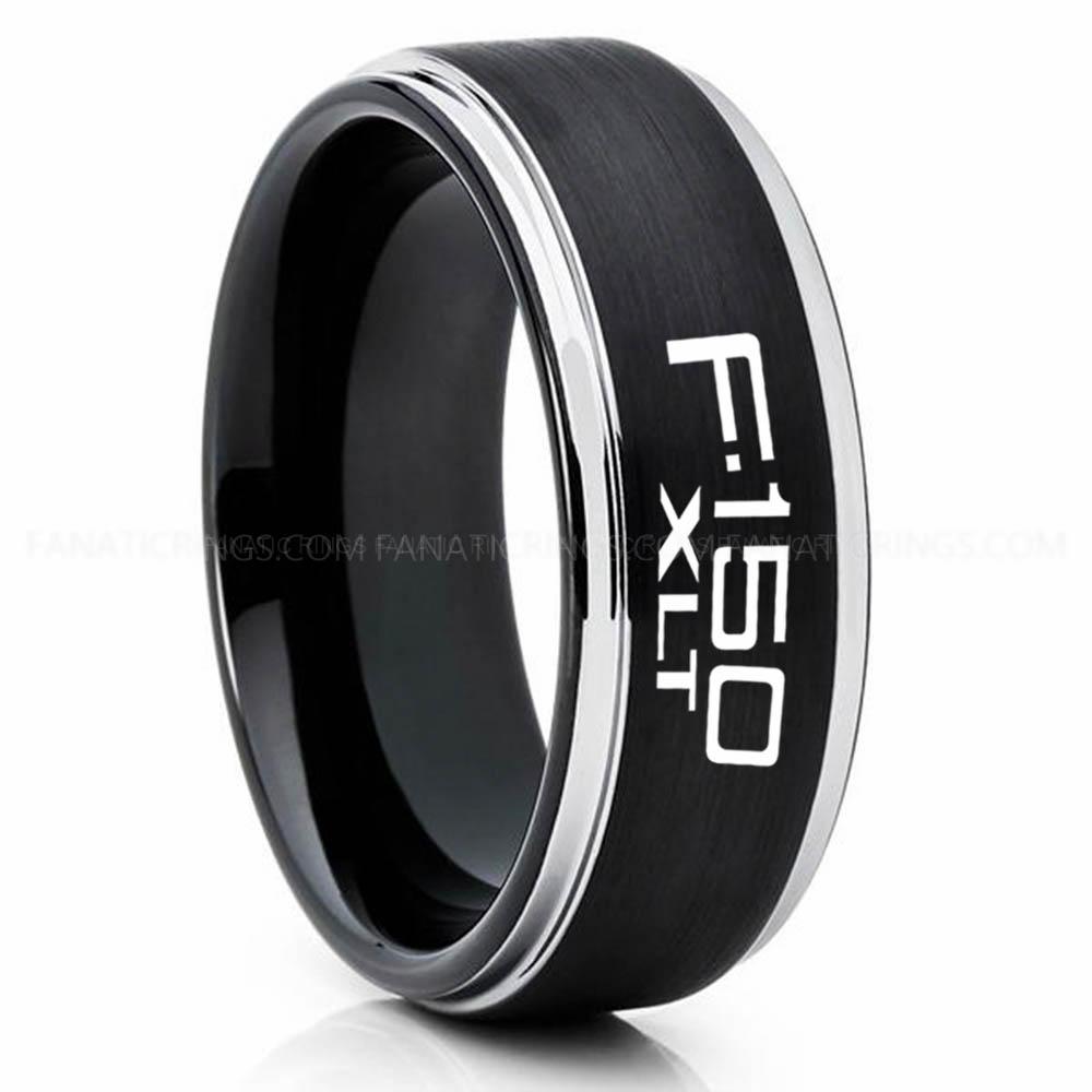 F-150 XLT Silver Black Ford F150 Ring, Black Ford Ring, Black Tungsten Ring, Pickup Truck Ring, Black Wedding Ring, Ford Jewelry - Image 1