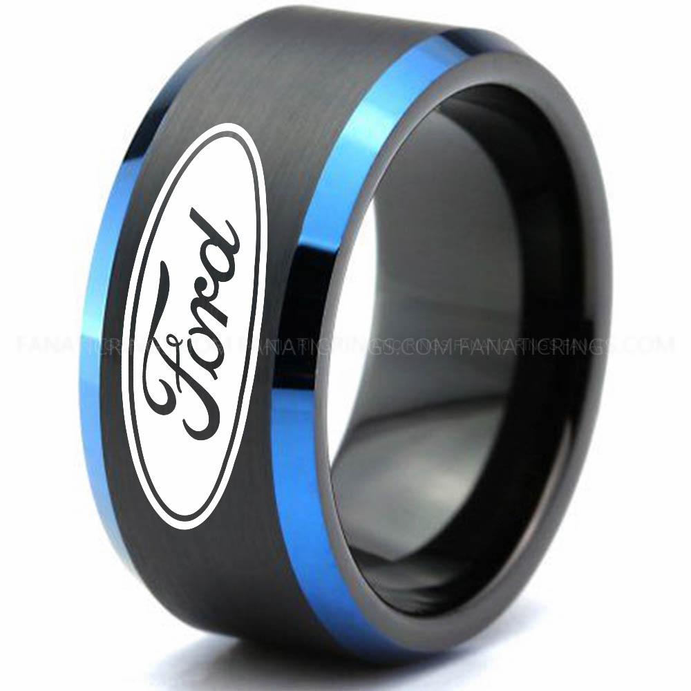 Ford Blue Black (1) Ford Ring, Ford Wedding Band, Ford Wedding Ring, Ford Jewelry - Image 1