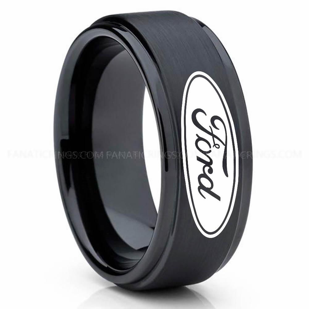 Ford Blue Black (3) Ford Ring, Ford Wedding Band, Ford Wedding Ring, Ford Jewelry - Image 1
