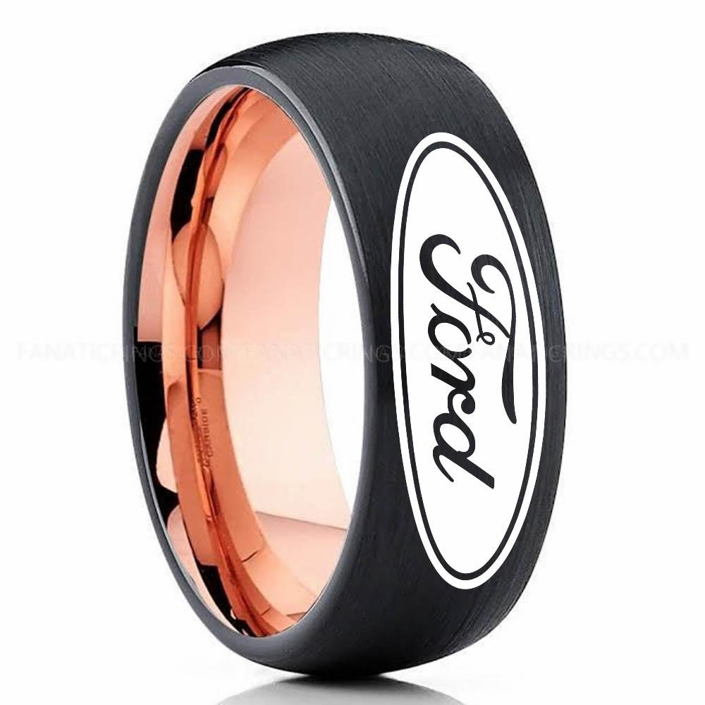 Ford Pink Black Ford Ring, Ford Wedding Band, Ford Wedding Ring, Ford Jewelry - Image 1