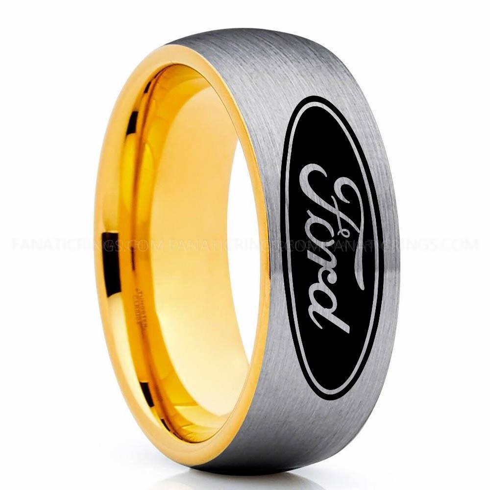 Ford Silver Gold Ford Ring, Ford Wedding Band, Ford Wedding Ring, Ford Jewelry - Image 1